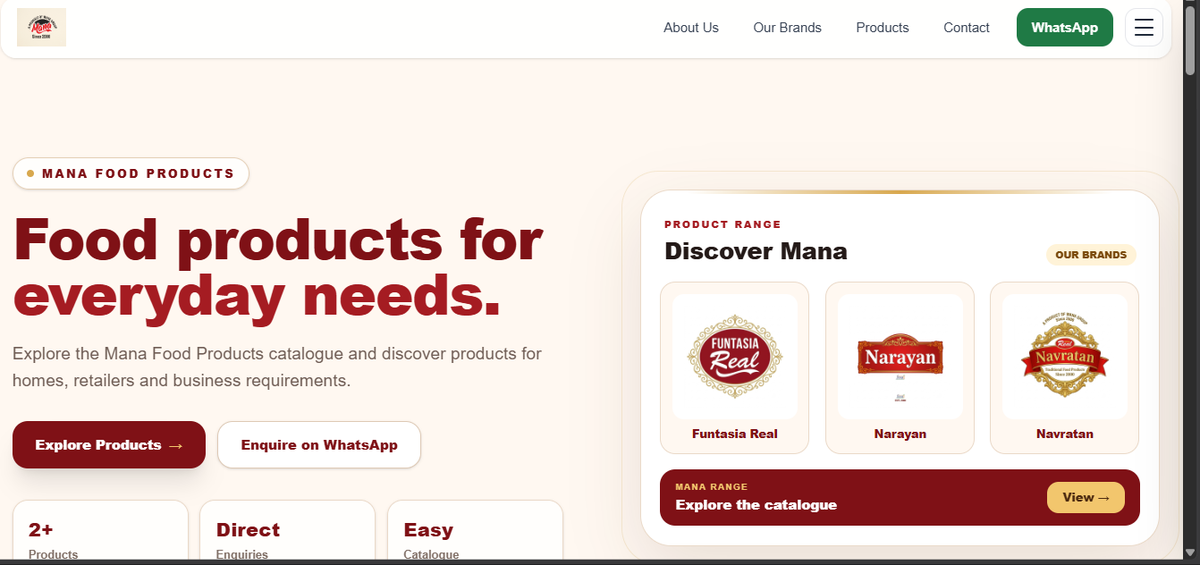 Mana Food Products Website